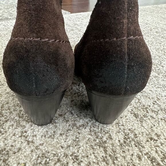 Vaneli Brown Suede Studded Ankle Boots 7 - Picture 5 of 9